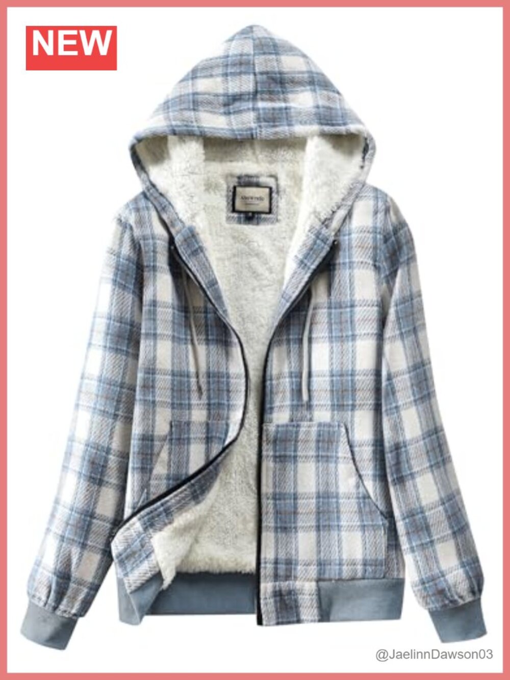 Women's Sherpa Lined Plaid Zip Flannel Hoodie Jacket Casual